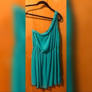 Turquoise, one shoulder Cocktail Dress